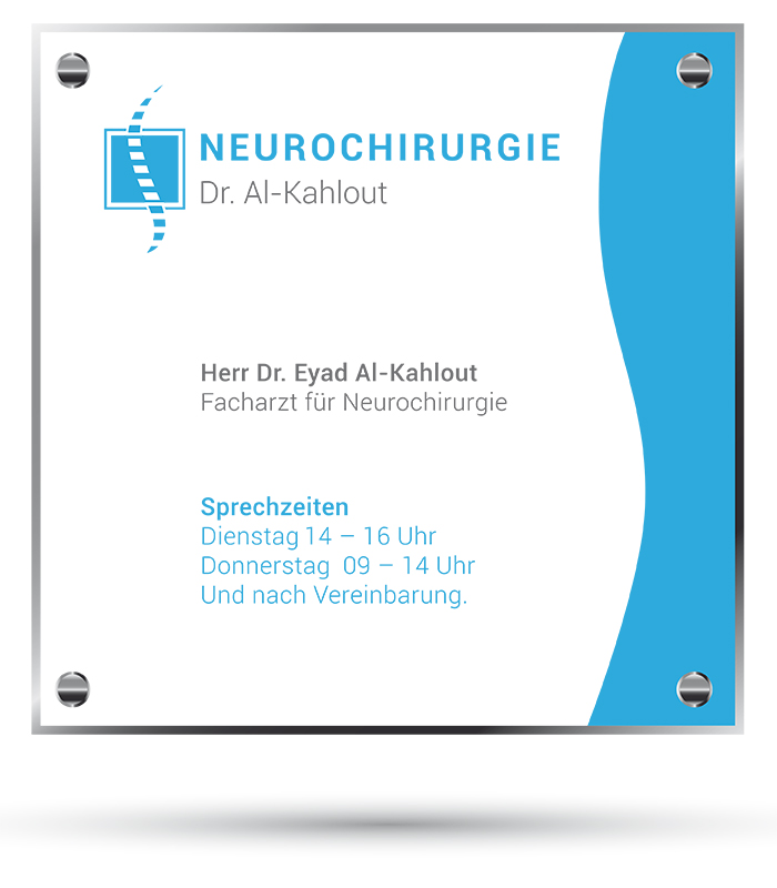 Neurochirurgie Dr. Al-Kahlout // Gestaltung: Logo, Visitenkarten, Praxisschild